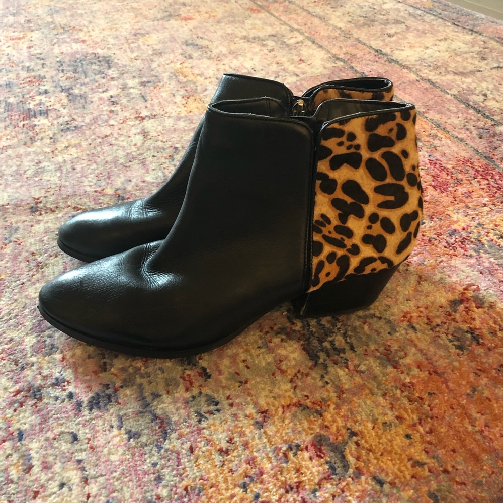 Franco Sarto Black & Cheetah Bootie